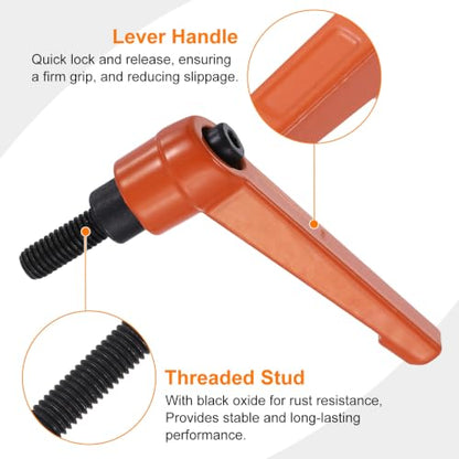 uxcell Clamping Lever Handles for Lathe, M6x16mm Male Thread Orange - size: M6x16mm