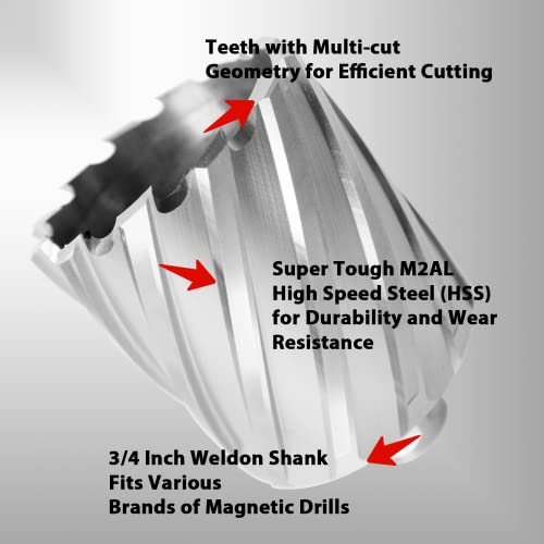 S&F STEAD & FAST Mag Drill Bit 2-3/8" x 2" Depth, Pilot Pin, Annular Cutter - size: 2-3/8"x 2"