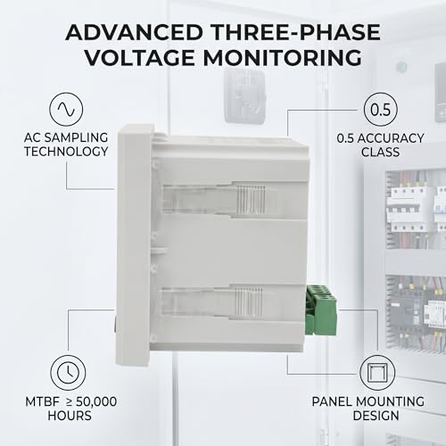 3 Phase Voltage Meter AC 450V, DTM-AV96 Digital Voltmeter 1 LED Display Panel Programmable Voltage Current Frequency Tester