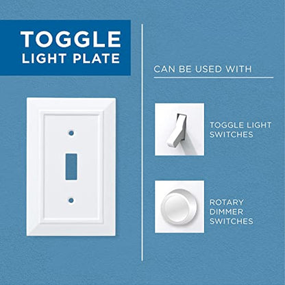 Franklin Brass Classic Architecture (1-Pack) Decorative Light Switch Cover Pure White 2-Gang Wall Plate Double Toggle Plate Covers Electrical Outlet Guard W35244-PW-C - size: 1 Count (Pack of 1), style: Switch