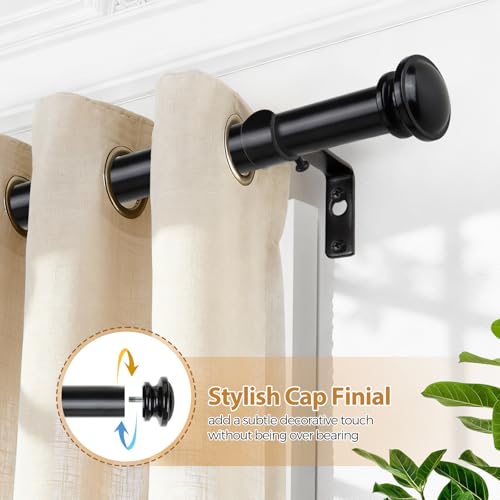 TONIAL Black Curtain Rods for Windows 2 Pack, 32 to 58 Inch, Drapery Rod - color: Black, size: 32-58"(2 Pack)