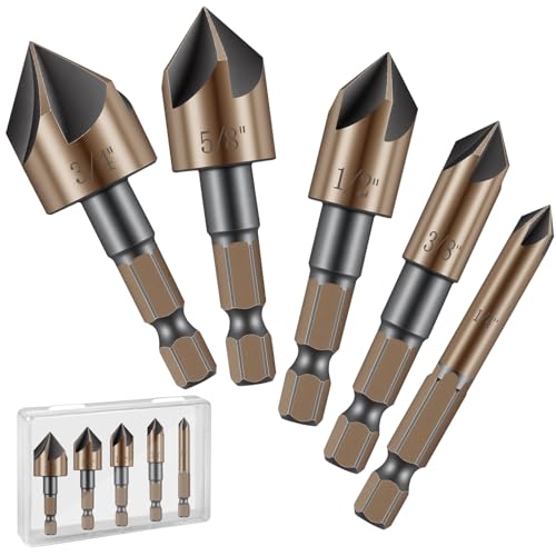 5PCS HSS Countersink Drill Bits for Metal, Counter Sink Drill Bit for Wood - style: HSS Countersink Drill