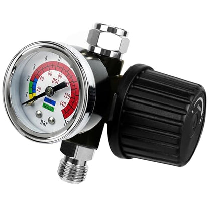 LE LEMATEC Diaphragm Air Regulator for HVLP Spray Guns, 1/4 NPT Gauge