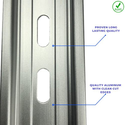 International Connector T&G 5 Pieces DIN Rail Slotted Aluminum RoHS 35mm Wide 7.5mm High (2") - size: 2"