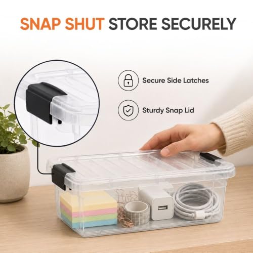 Superio 1.27 Quart Clear Plastic Storage Containers with Lids, Stackable Organizer Bins, BPA-Free Storage Boxes for Home, Office, Dorm & Classroom, 1 Pack - size: 1.27 Quarts