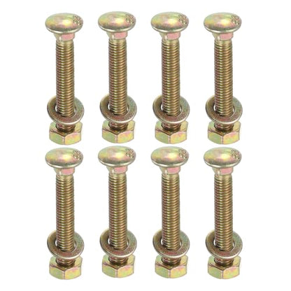 uxcell M8 x 45mm Carriage Bolt Kit, 8 Set Round Head Square Neck Screws, Carriage Bolts Screws Set Includes Washers and Nuts - Carbon Steel Zinc Plated for Fastening Accessories - size: M8 x 45mm