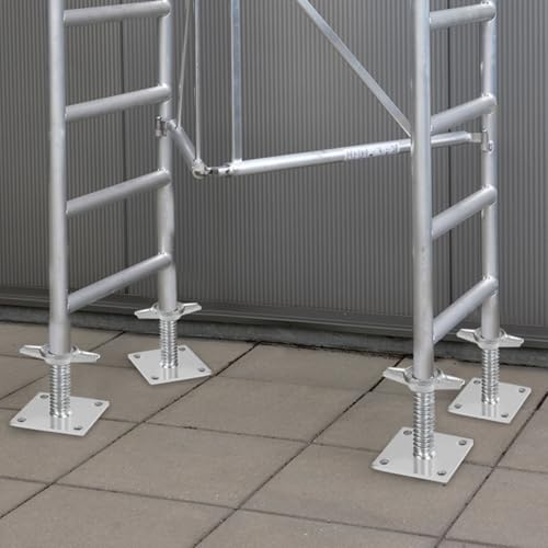VEVOR 4-Pack Adjustable Leveling Jacks, 18.2 In Adjustable Height & 3307lbs/1500kg Total Load Capacity Scaffold Jacks Feet, Solid Carbon Steel Screw Jacks for Baker-Style Scaffolding Equipment, Silver