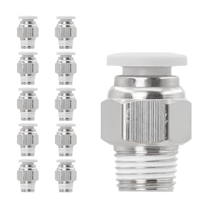 CNC Pneumatic Male Straight 1/4 Inch Tube OD x 1/8 Inch NPT Thread Pneumatic Push to Connect Fittings Thread Air Line Fittings (Pack of 10) - color: 1/4"OD x 1/8"NPT