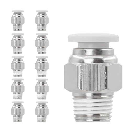 CNC Pneumatic Male Straight 1/8 Inch Tube OD x 1/8 Inch NPT Thread Pneumatic Push to Connect Fittings Thread Air Line Fittings (Pack of 10) - color: 1/8"OD x 1/8"NPT