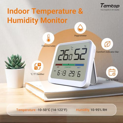 Temtop T1-SE Indoor Digital Thermometer Hygrometer with Magnet, 3M Sticker - size: T1-SE