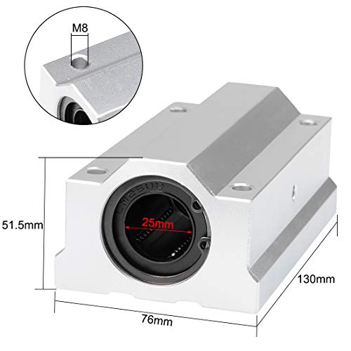 uxcell SCS25LUU Linear Ball Bearing Slide Block Units Extra Long, 25mm Bore Dia 1Pcs - size: 25mm
