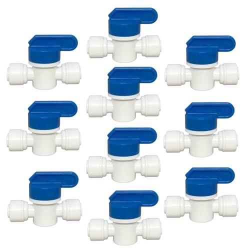 10 pcs Inline Shut Off Ball Valve 3/8 inch OD Tubing&Hose&Pipe Use Plastic Quick Connect Fittings for Water Purifier RODI System - style: 3/8 inch ball valve(10)