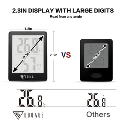 DOQAUS Digital Hygrometer Indoor Thermometer Humidity Meter, Black - color: Black