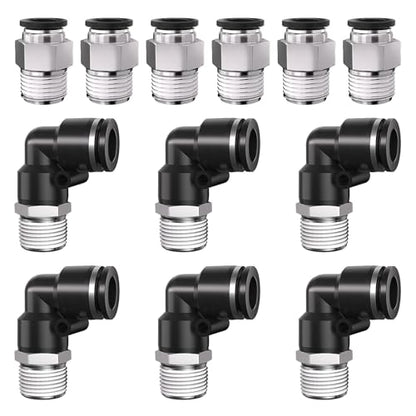 3/8 Push to Connect Fittings npt Thread to 3/8 Air Line quick - size: 3/8"OD x 3/8"NPT