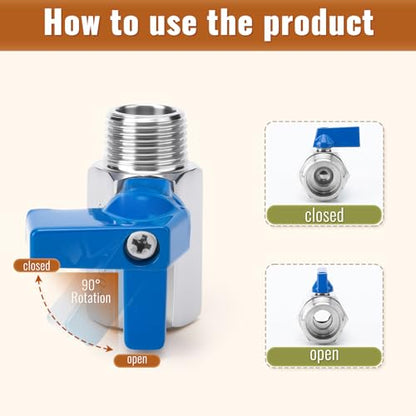 2 Pack 3/4" Mini Ball Valve, 304 Stainless Steel Shut-Off Valve NPT Female x Male Thread Small Valves for Compact Space (2, 3/4 Inch) - size: 3/4 Inch