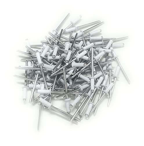 Metal Magery 100 White Aluminum Open End Pop Rivets QTY: 100 (4-4 1/8" x 1/4" (0.188-.250 Inch Grip Range))