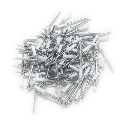Metal Magery 100 White Aluminum Open End Pop Rivets QTY: 100 (4-4 1/8" x 1/4" (0.188-.250 Inch Grip Range))