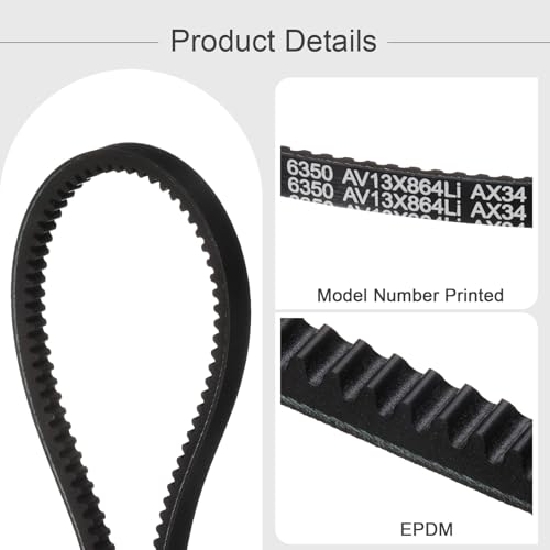 uxcell AX34 EPDM V-Belt,Industrial Rubber V Belt 1/2" Wd x 34" Inside Circ - size: AX34