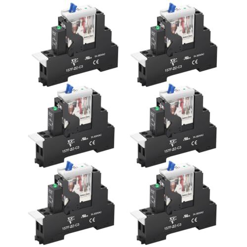 UL Listed 12A Electromagnetic Power Relay Din Rail Socket 5Pin 12 DC 6Pcs - color: 5 Pin, size: DC 12V