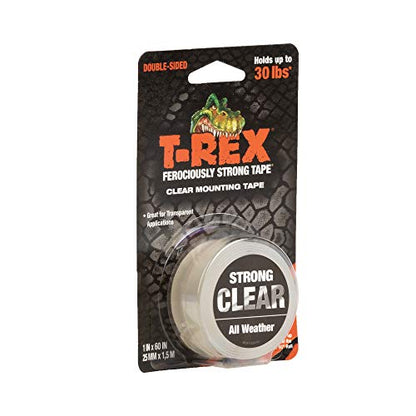 T-REX Waterproof Mounting Tape, 1 in x 60 in, Clear, 1 Roll - size: 25mm x 1.5m