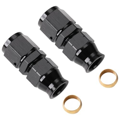 8AN Female Flare to 5/16" Hardline Compression Fitting Adapter Straight Aluminum Black 2PCS - color: Black - 2PCS, size: 8AN to 5/16"