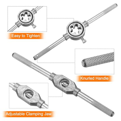 HARFINGTON 20pcs Metric Tap and Die Set M3-M12 Rethreading Tapping Tool Kit Screw Thread Taps Dies Wrench Handle Stock Holder with Storage Case for Male & Female Threading
