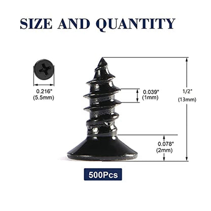 #4 x 1/2" Wood Screw 500Pcs 18-8 (304) Stainless Steel Screws Flat Head Phillips Fast Self Tapping Drywall Screws Black Oxide by SG TZH - size: #4 x 1/2"-500Pcs