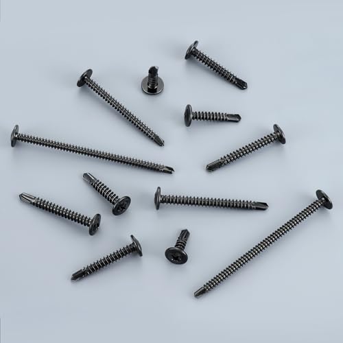 Self Drilling Screws for Metal,#8 x 1-1/4 Inch 225Pcs Sheet Metal Modified Truss Head,410 Stainless Steel Black Zinc Plated Self Tapping Screws - color: Black Self Drilling, size: 8x1-1/4"