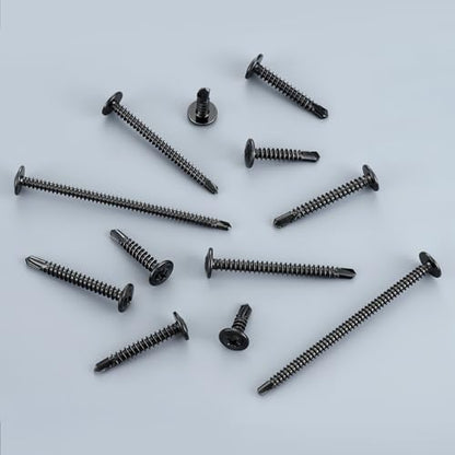 Self Drilling Screws for Metal,#8 x 1-1/4 Inch 225Pcs Sheet Metal Modified Truss Head,410 Stainless Steel Black Zinc Plated Self Tapping Screws - color: Black Self Drilling, size: 8x1-1/4"