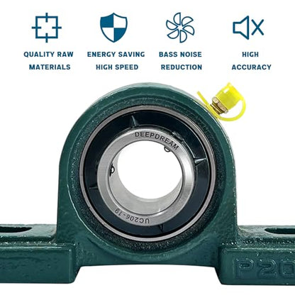2 Pcs UCP206-19 Pillow Block Mounted Ball Bearing with 1-3/16"(1.1875inch) Self Alignment - size: UCP206-19-2pcs