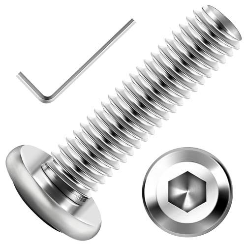 Mywish M6 x 25mm 20Pcs Flat Head Hex Socket Cap Screws Bolts, 304 Stainless Steel Furniture Bolts Full Thread, Bright Finish & Hex Spanner - color: Silver-M6, size: 25mm