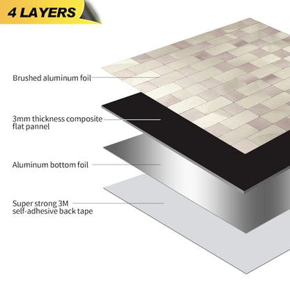 Yipscazo Peel and Stick Backsplash Tile, Stick on Stainless Steel Backsplash Metal Tiles for Kitchen Walls in Champagne Gold (12''x12'',10 Sheets) - color: Champagne Gold