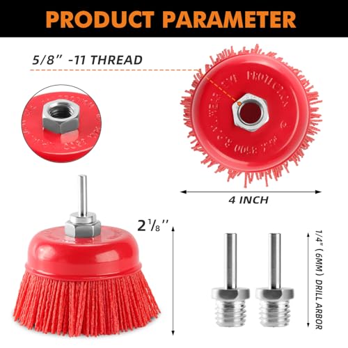 POLIWELL 2 Pack 4 Inch Abrasive Nylon Bristle Cup Brush