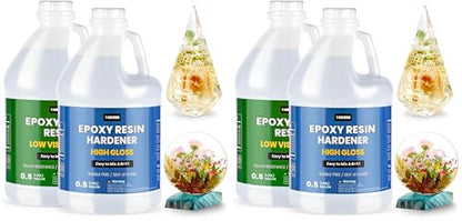 TAKIMO 1 Gallon Crystal Clear Resin Kit,No Bubble & Not Yellowing Epoxy Resin for Coating, Casting, Table Top,DIY, Bar Top, River Tables, Resin Art, Wood with High Gloss Finish (Pack of 2) - size: 1 Gallon Not Yellowing Epoxy Kit (Pack of 2)