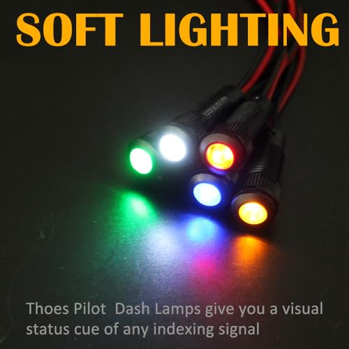 5pcs 8mm LED Indicator Light Plastic Black Signal Dot Lamp 110-220VAC 5/16" Mounting Hole Size with 15cm/5.9in. Wire (Green LED) - color: Green, size: 8mm 110-220V