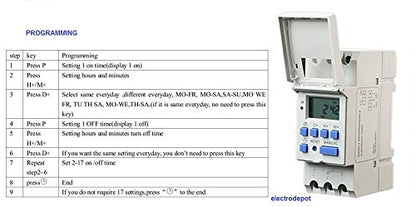 Programmable 7 Day, 24 hrs Timer 24V 16A Relay Switch, DIN Mount 1 Channel