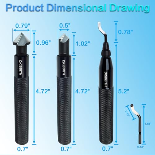 DKIBBITH 13-Piece Deburring Tool Set with 2 Countersinks & 11 Blades - Works on Metal, Resin, PVC, Copper, Plastic,3D Printed Edges - Plumbing & 3D Printing Burr Removal Reamer Tool. - style: 13 Piece Deburring Tool