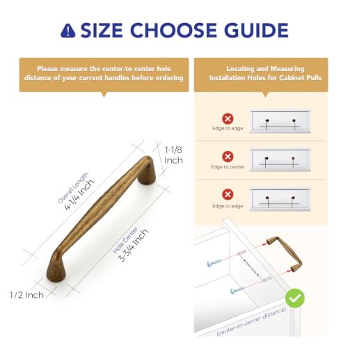 Ravinte Antique Brass Cabinet Handles Solid Handles,3-3/4 Inch,5 Pack - color: Antique Brass, size: 3-3/4 Inches Hole Center