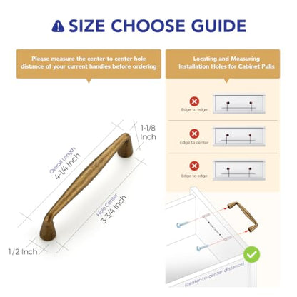 Ravinte Antique Brass Cabinet Handles Solid Handles,3-3/4 Inch,5 Pack - color: Antique Brass, size: 3-3/4 Inches Hole Center