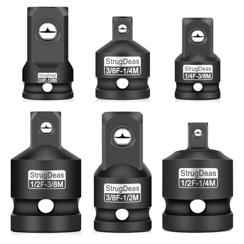 StrugDeas 6 Piece Impact Socket Adapter and Reducer Set - size: Impact - 1/4", 3/8", 1/2"