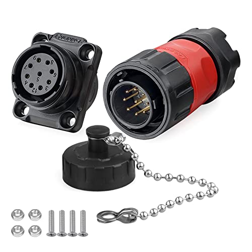 CNLINKO YM-20 Industrial Waterproof Connector IP68 Circular Aviation Plug PBT Plastic Shell M20 2-12 Pin Flange Socket (9-Pin) - size: 9-Pin, style: Male Plug/Female Socket