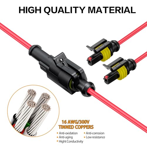 Lesnlok 1 Pin Connector Waterproof,16 AWG 1 Wire Connector, Automotive Electrical Connector with Heat Shrink Tubing, Automotive Truck, Marine Wire Connection, 6 Sets (16 AWG-1 Pin, 6) - style: 16 AWG-1 Pin