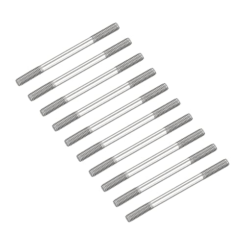METALLIXITY Double Ended Stud Screws (M4 Thread 55mm Length) 10pcs, 304 Stainless Steel Dual Threaded Rod Bolts - for House Maintenance - size: M4x55mm