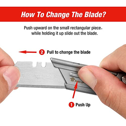 WORKPRO EDC Folding Utility Knife, Mini Box Cutter with Quick Open Axis Lock, Quick Change Blade Razor Knife, Foldable Small Pocket Knife with Belt Clip - color: Silver