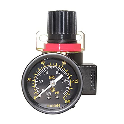 Beduan BR2000 Air Compressor Regulator Combo 1/4" NPT,Manual Drain with Bracket, Gauge - size: 1/4"NPT