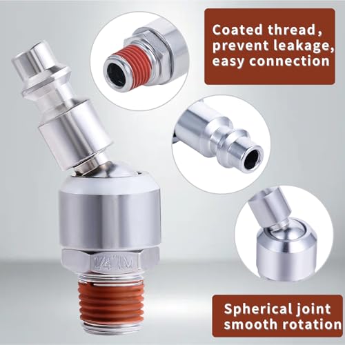1/4" Swivel Air Plug Air Quick Connect Plugs Air Hose Fitting Air Compressor Fittings Air Hose Connectors - style: 6PCS