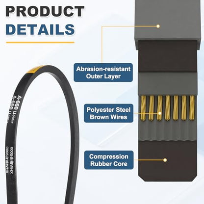 uxcell 3Pcs A660 Rubber V-Belt, 660mm Li x 13mm W x 8mm T, Classic Wrapped - size: A660