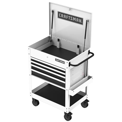 CRAFTSMAN Rolling Tool Chest with Drawers, Tool Box with Wheels and 4 Drawers, Power Outlets and USB, Protective Liner, Steel Utility Cart Storage Cabinet, Supports up to 700 lbs, White (CMST98276WW) - color: White