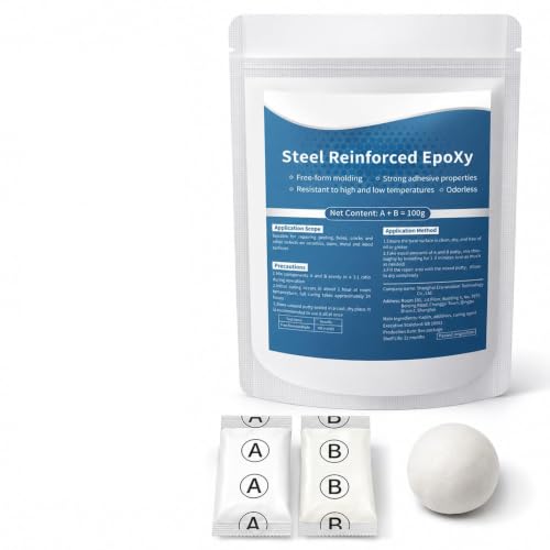 Steel Reinforced AB Epoxy Putty,High Strength Waterproof Heatproof Repair Clay,Multipurpose 2-Part Epoxy Filler for Pipes,Railings,Metal,Wood,Stone,Ceramic & Plastic Surface Restoration
