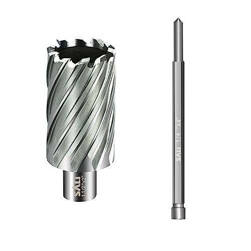 SALI Annular Cutter Diameter 1-1/2 Inch with Weldon Shank 3/4" (with 2 Flats) Cutting Depth 2" Mag Drill Bit for Magnetic Drill Press HSS Fully Ground Drill with One 1/4"*4" Pilot Pin - size: 1-1/2"*2"